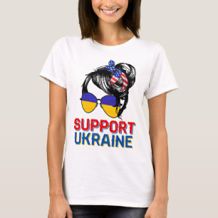 Support Ukraine Shirt Woman Flag American Ukrainia