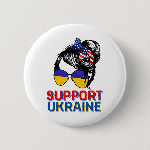Support Ukraine Shirt Woman Flag American Ukrainia 6 Cm Round Badge