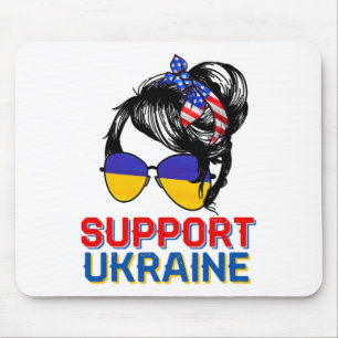 Support Ukraine Shirt Woman Flag American Ukrainia Mouse Pad