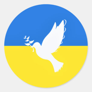 Support Ukraine Sticker Peace Dove Ukrainian Flag
