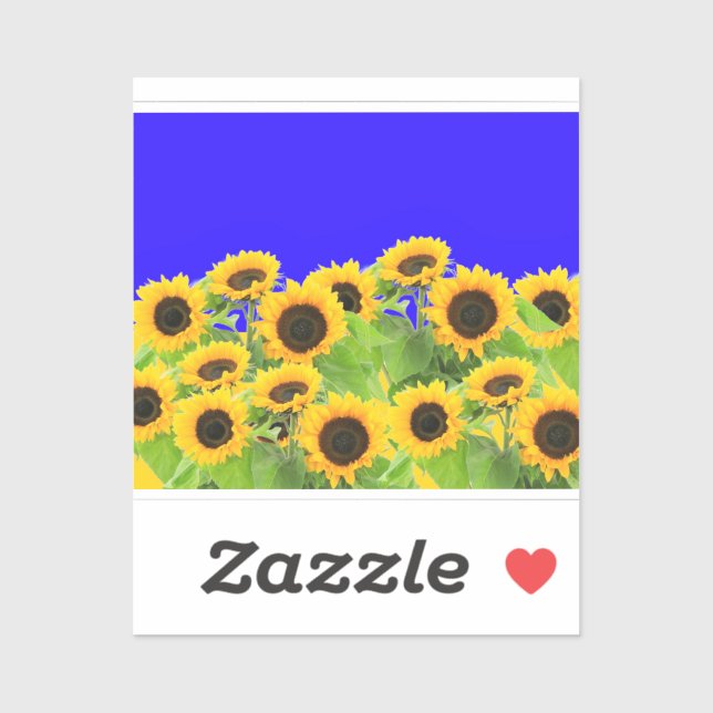 Support Ukraine Stickers Ukrainian Flag Sunflowers (Sheet)