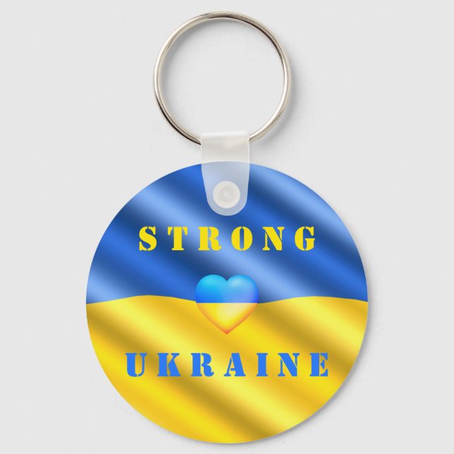Support Ukraine - Strong - Flag - Freedom - Peace  Key Ring (Front)
