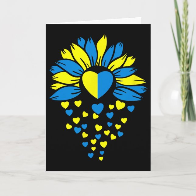 Support Ukraine Sunflower Heart  Card (Front)