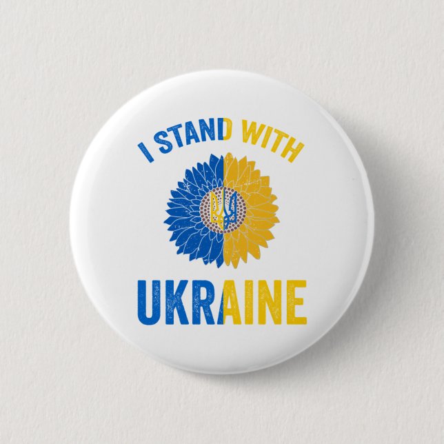 Support Ukraine Sunflower Ukrainian Flag Heart 6 Cm Round Badge (Front)