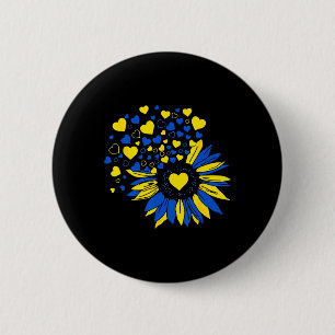 Support Ukraine Sunflower Ukrainian Flag Heart Men 6 Cm Round Badge