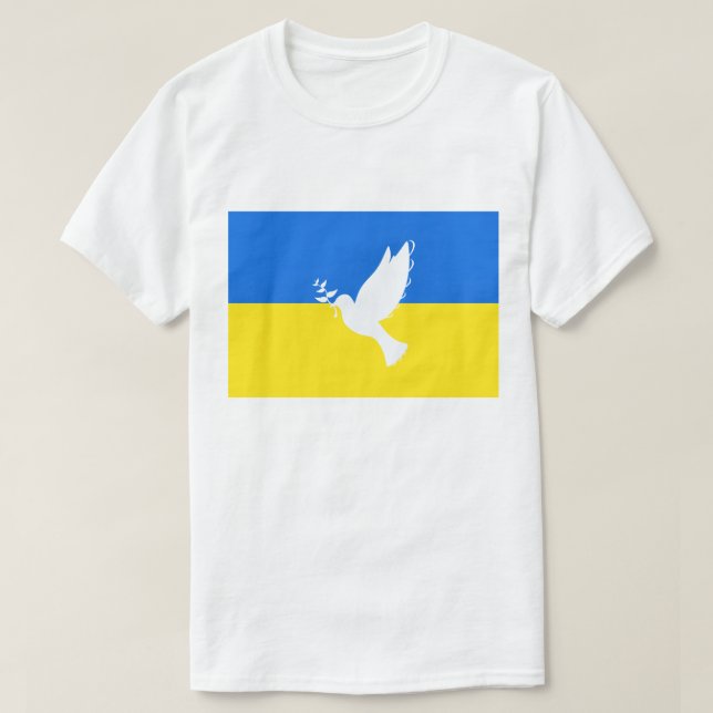 Support Ukraine T-Shirt Peace Dove Ukrainian Flag (Design Front)