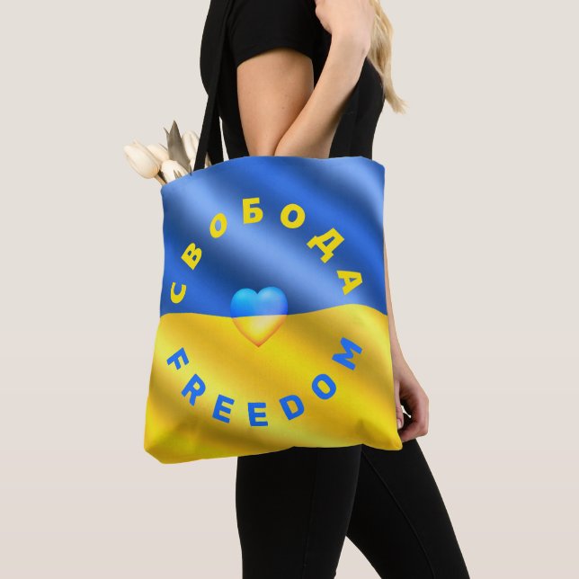 Support Ukraine Tote Bag Freedom Ukrainian Flag (Close Up)