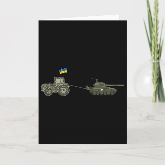 Support Ukraine Tractor Pulling A Russian  Card (Front)