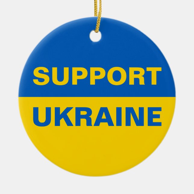 Support Ukraine Ukrainian Flag Ceramic Ornament (Front)