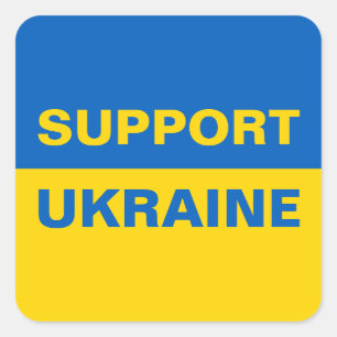 Support Ukraine Ukrainian Flag Square Sticker