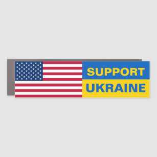 Support Ukraine USA American Flag Solidarity Car Magnet