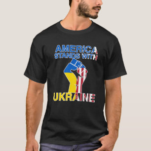 Support Ukraine USA Flag Ukrainian Flag Stand With T-Shirt