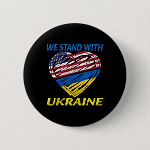 Support Ukraine We Stand With Ukraine Usa Flag Ret 6 Cm Round Badge