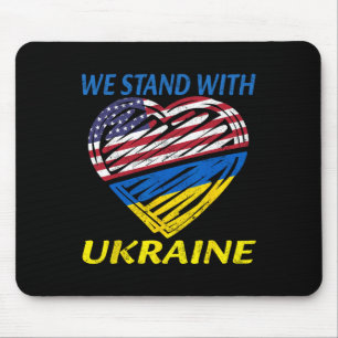Support Ukraine We Stand With Ukraine Usa Flag Ret Mouse Pad