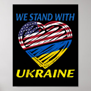 Support Ukraine We Stand With Ukraine Usa Flag Ret Poster