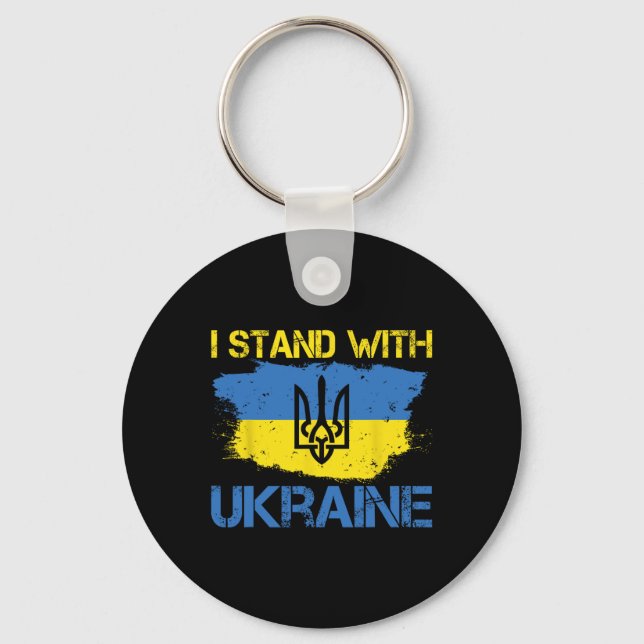 Support Ukraine With This Ukraine Flag I Stand Wit Key Ring (Front)