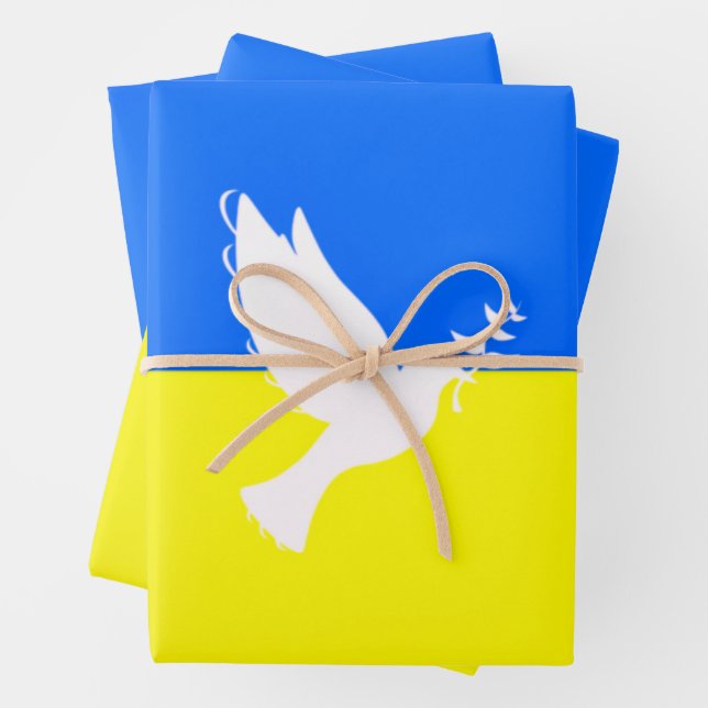 Support Ukraine Wrapping Paper Peace Dove (In situ)