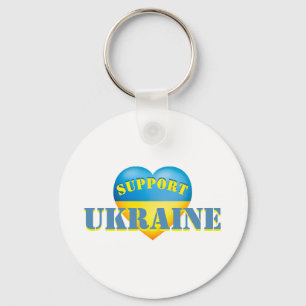 Support Ukraine Yellow and Blue Heart Key Ring