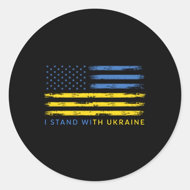Support Ukrainian American Flag I Stand With Ukrai Classic Round Sticker (Front)