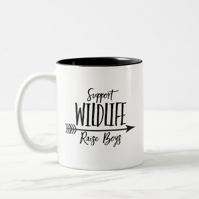 Support Wildlife Raise Boys Mug / Coffee Cup (Left)