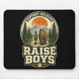Support wildlife raise boys mum bear boy adventure mouse pad