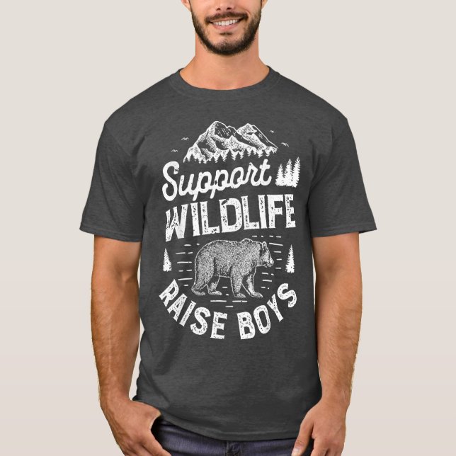 Support Wildlife Raise Boys T shirt Mum Dad (Front)
