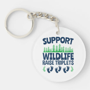 Support Wildlife Raise Triplets Funny Triplet Mum Key Ring