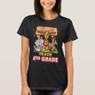 Support Wildlife Teach 4th Fourth Grade Teacher Ki T-Shirt