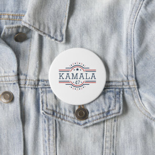 Support with a Kamala Harris campaign button