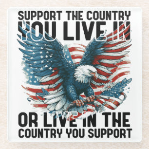 Support your country glass coaster