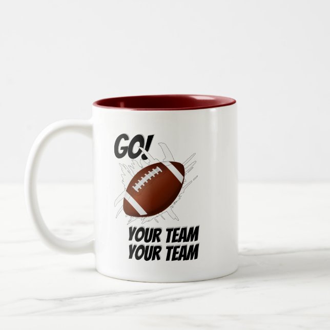 Support Your Football Team Touchdown Splash Two-Tone Coffee Mug (Left)