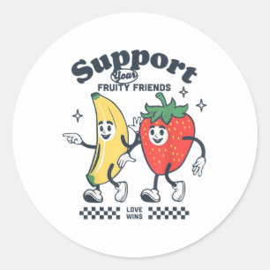 Support Your Fruity Friends Gay Pride Month Lgbtq Classic Round Sticker