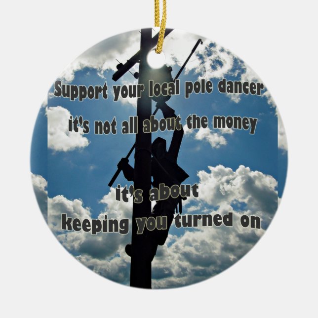 Support your Lineman Ceramic Tree Decoration (Front)