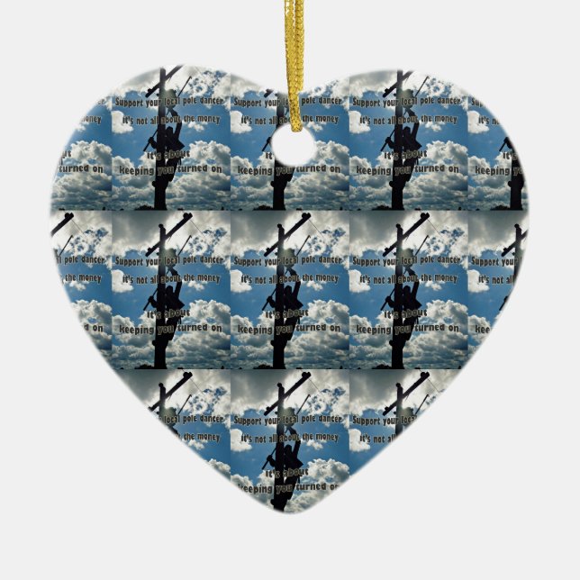 Support your Lineman Ceramic Tree Decoration (Front)