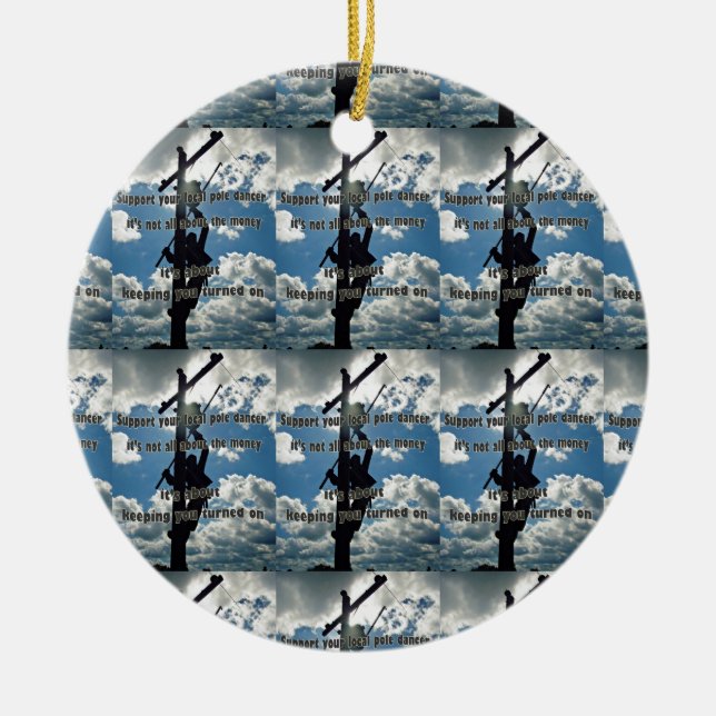 Support your Lineman Ceramic Tree Decoration (Front)