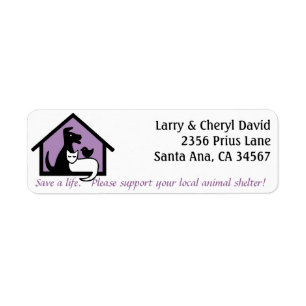 Support your local animal shelter address label. return address label