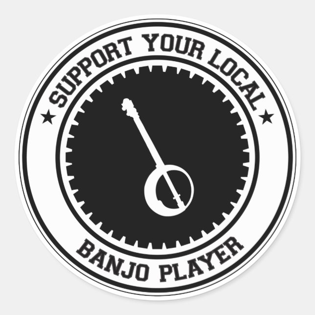 Support Your Local Banjo Player Classic Round Sticker (Front)