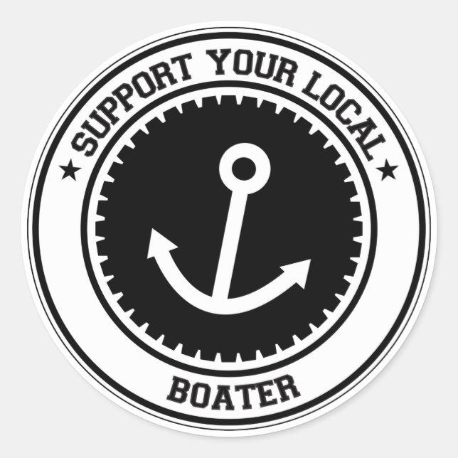Support Your Local Boater Classic Round Sticker (Front)