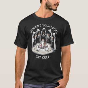 Support Your Local Cat Cult Funny Halloween Cat T-Shirt