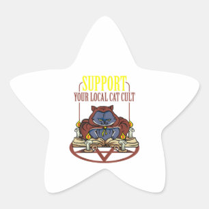 Support Your Local Cat Cult - Occult Shirt, Occult Star Sticker