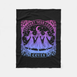 Support your local coven funny witch halloween fleece blanket