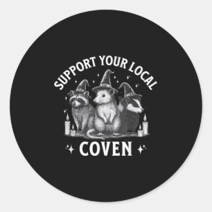 Support Your Local Coven Racoon Opossum Skunk Hal Classic Round Sticker