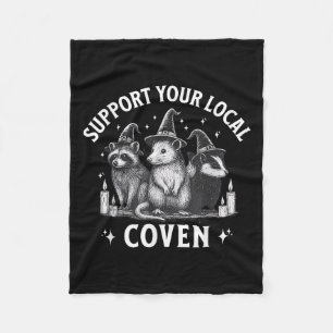 Support Your Local Coven Racoon Opossum Skunk Hal Fleece Blanket
