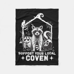 Support Your Local Coven Racoon Opossum Skunk Hal Fleece Blanket
