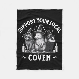 Support Your Local Coven Racoon Opossum Skunk Hal Fleece Blanket