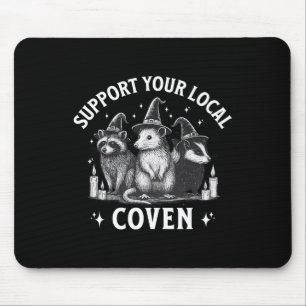 Support Your Local Coven Racoon Opossum Skunk Hal Mouse Pad