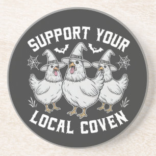 Support Your Local Coven Rooster Halloween Spooky Coaster