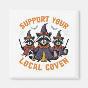 Support Your Local Coven Spooky Racoon Halloween Magnet
