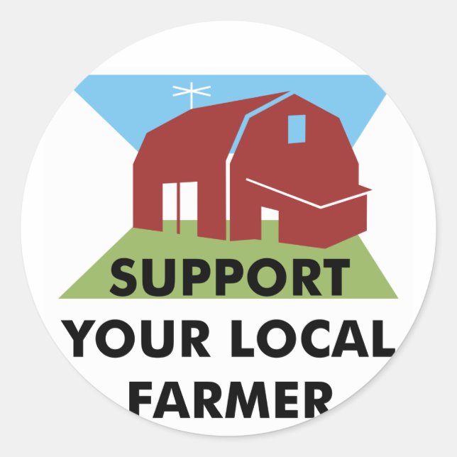 Support Your Local Farmer Classic Round Sticker (Front)