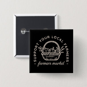 Support your local farmers 15 cm square badge